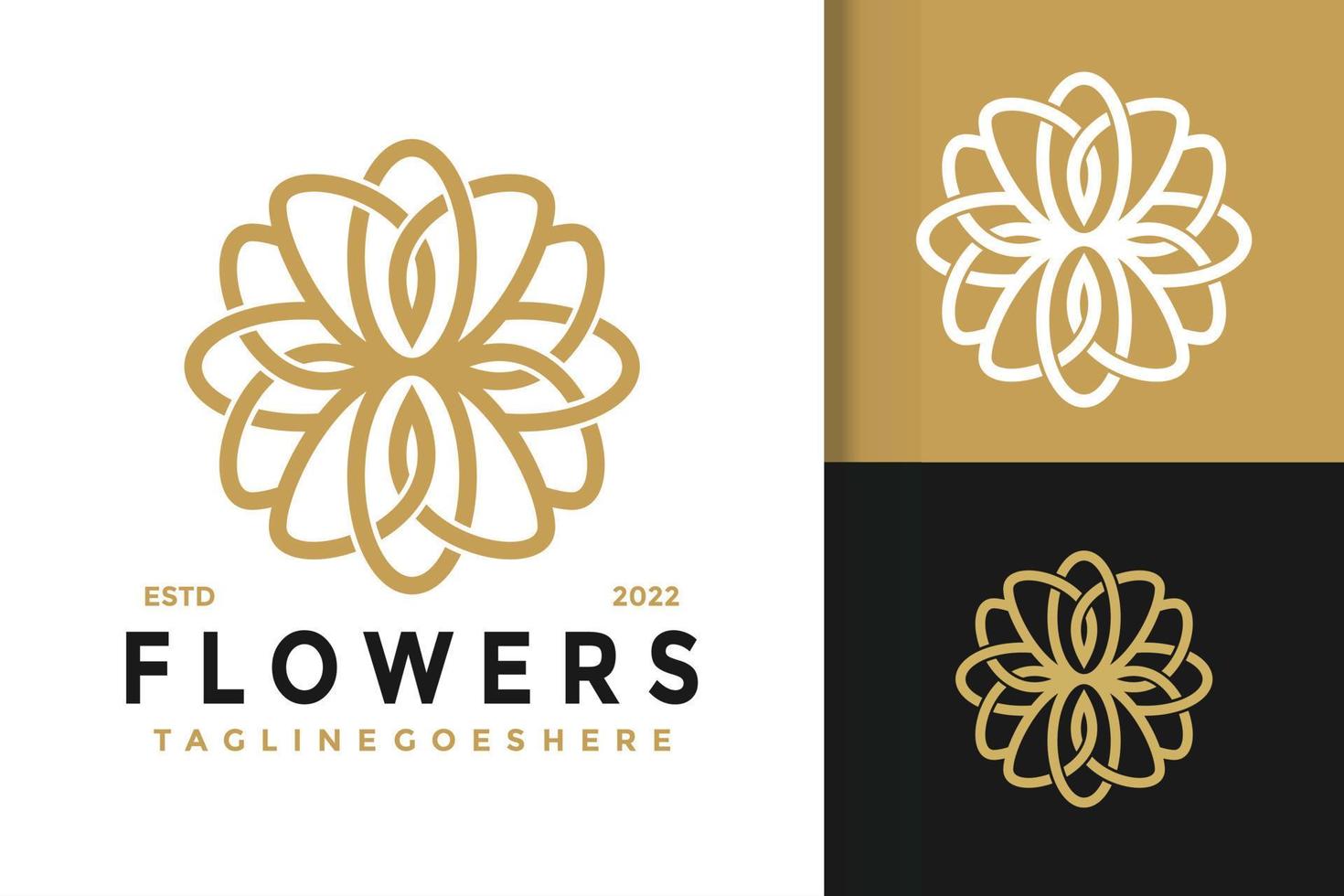 diseño de logotipo de adornos de flores, vector de logotipos de identidad de marca, logotipo moderno, plantilla de ilustración vectorial de diseños de logotipos