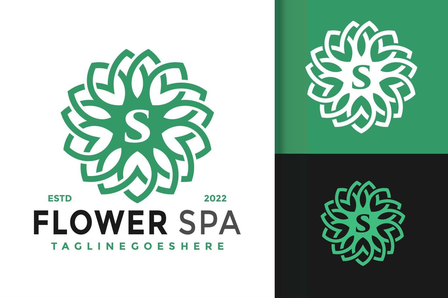 diseño de logotipo de spa de flor de naturaleza de letra abstracta, vector de logotipos de identidad de marca, logotipo moderno, plantilla de ilustración de vector de diseños de logotipo
