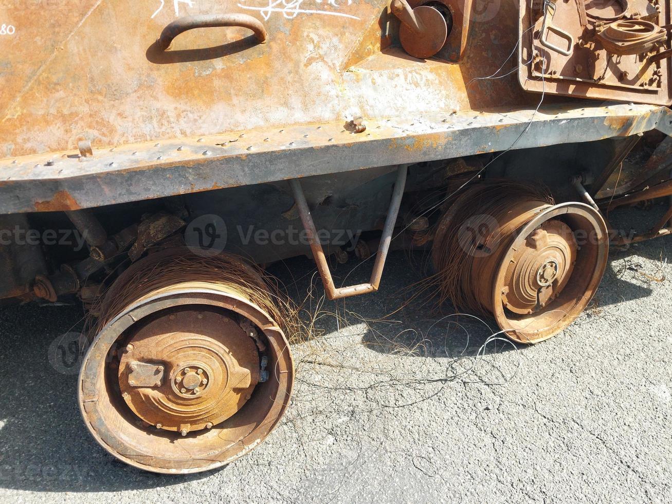 Heavy military equipment destroyed in battle photo