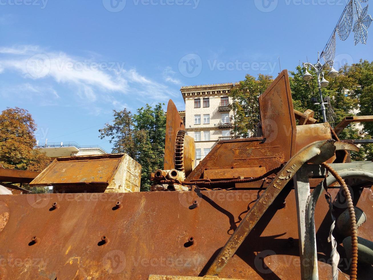 Heavy military equipment destroyed in battle photo