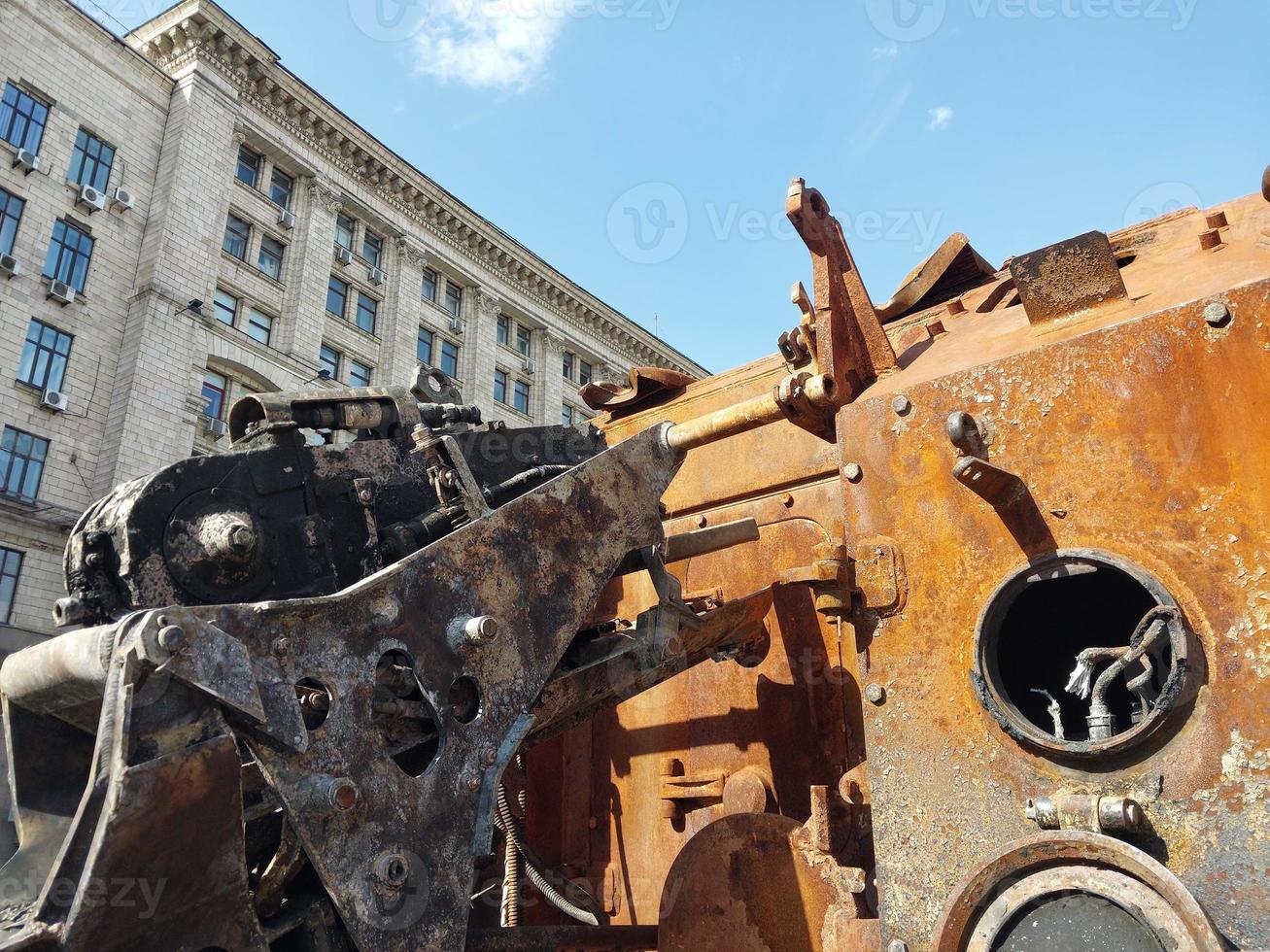 Heavy military equipment destroyed in battle photo
