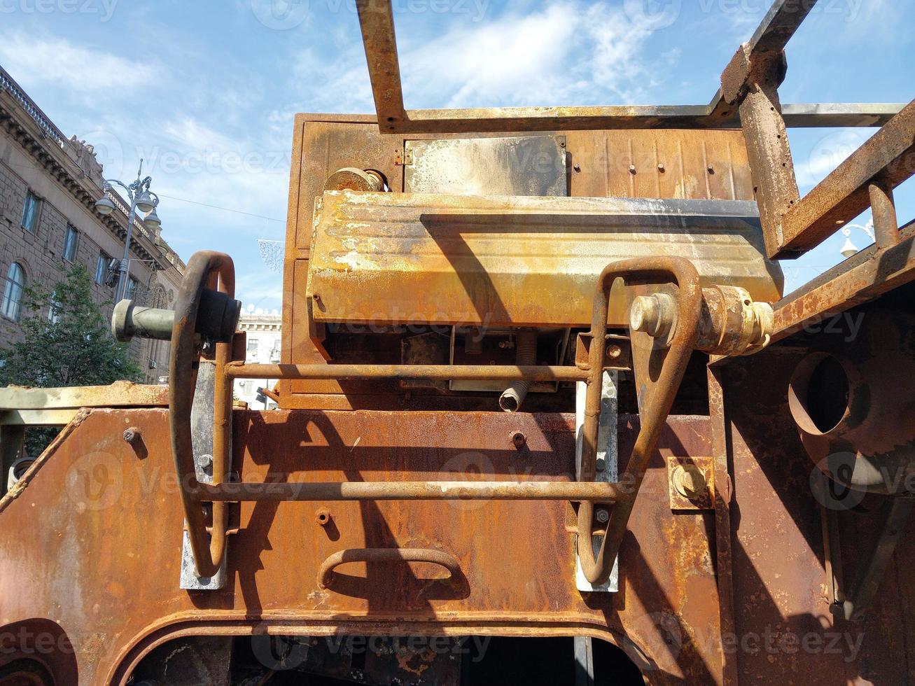 Heavy military equipment destroyed in battle photo