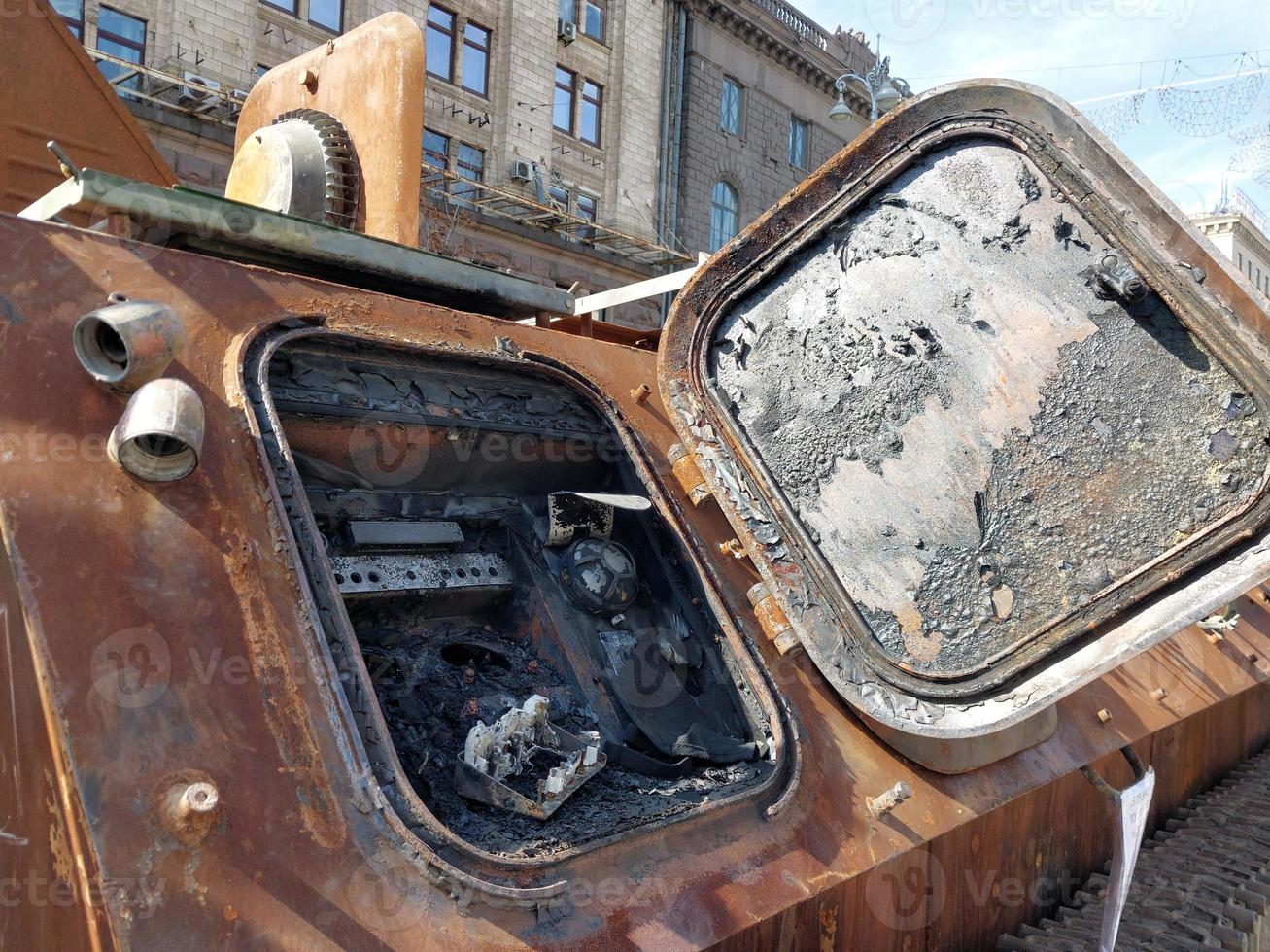 Heavy military equipment destroyed in battle photo