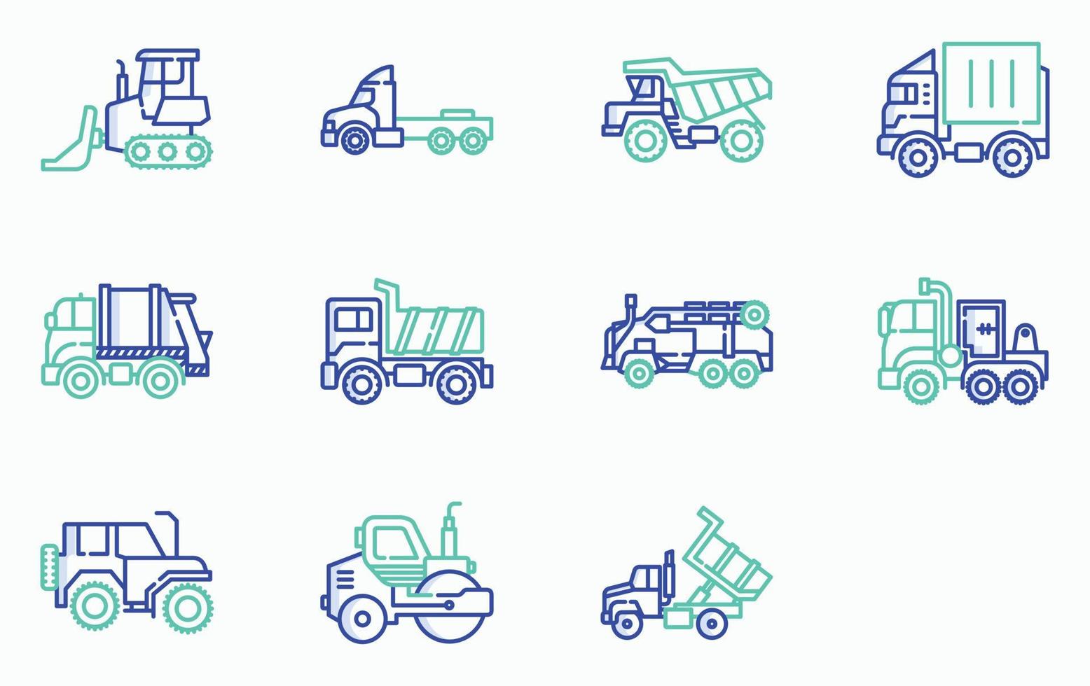 conjunto de iconos de vehículos y transporte vector