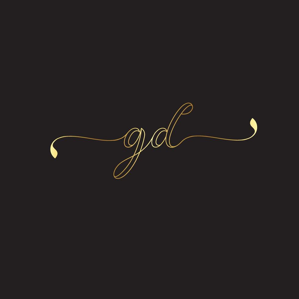 Luxury gd handwritten initial logo design vector