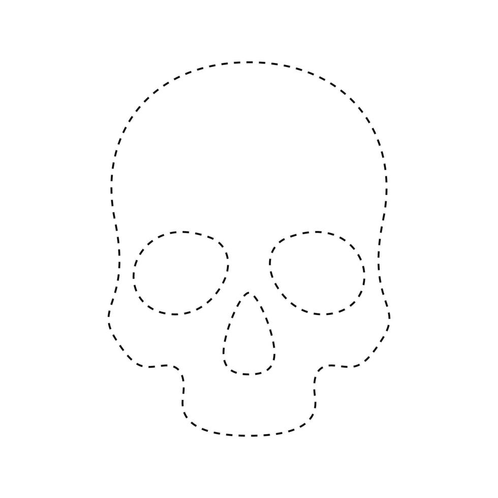 Skull tracing worksheet for kids vector