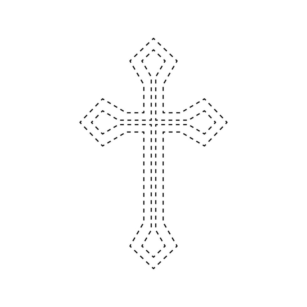 Christian Cross tracing worksheet for kids vector