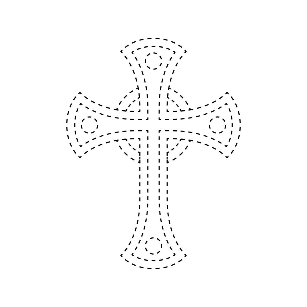 Christian Cross tracing worksheet for kids vector