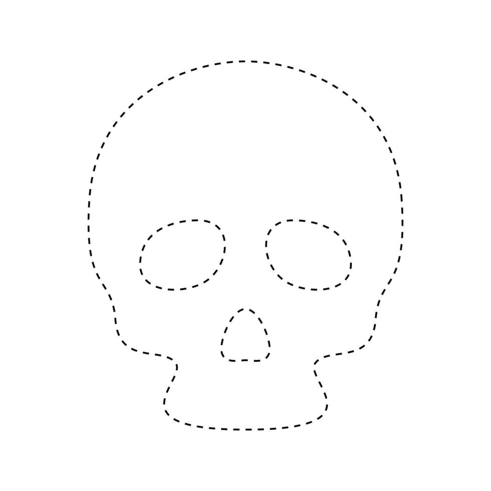 Skull tracing worksheet for kids vector