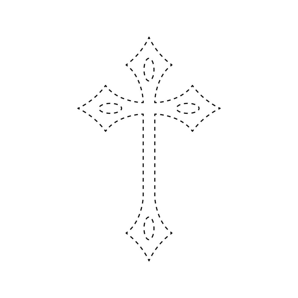 Christian Cross tracing worksheet for kids vector