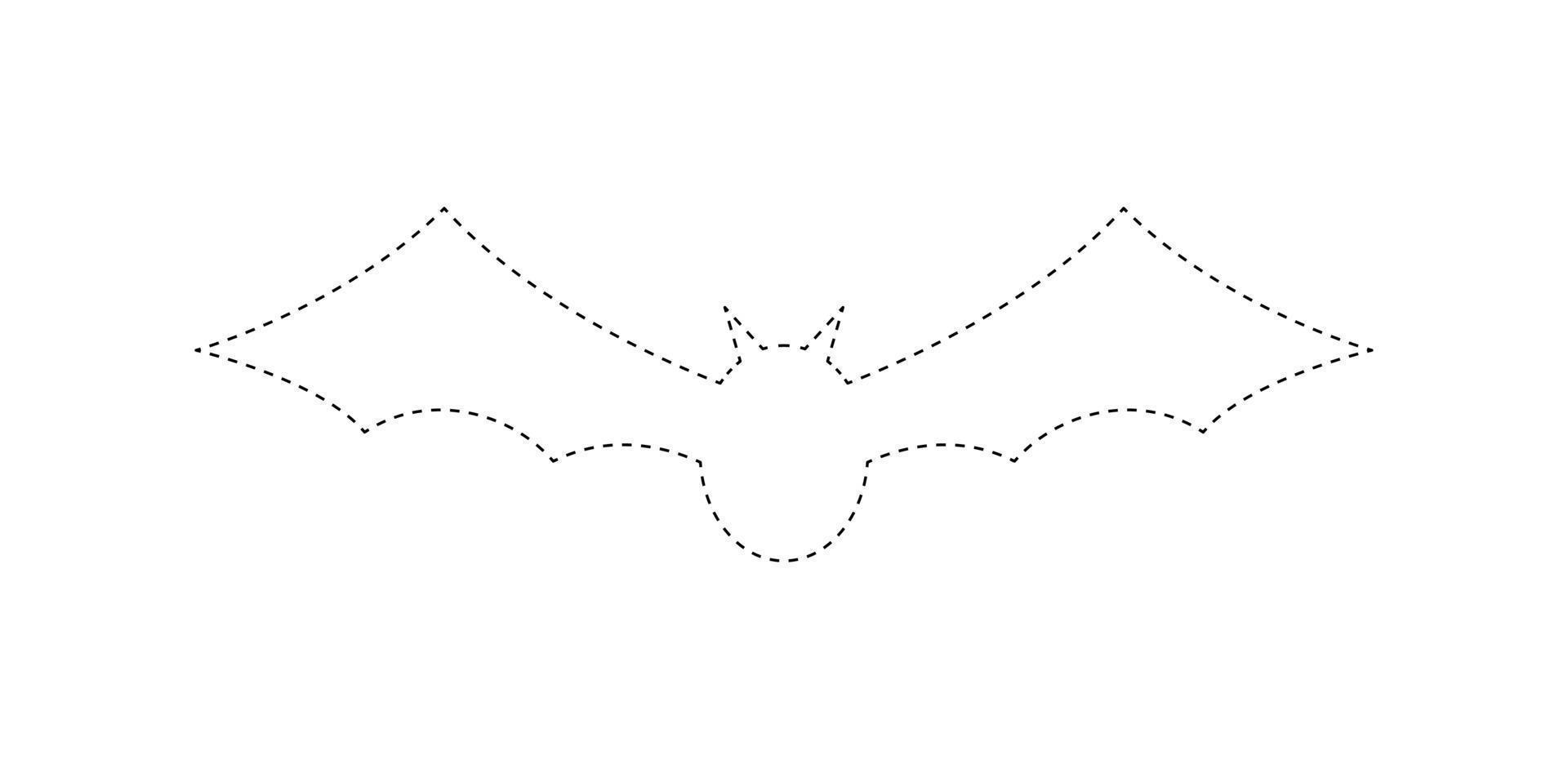 Bat tracing worksheet for kids vector