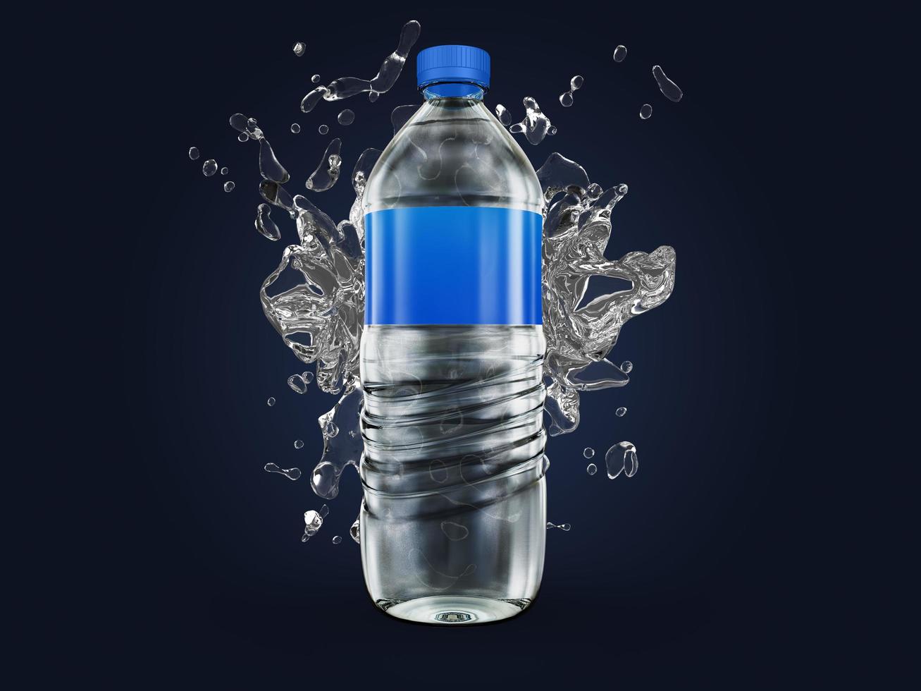 Water bottle mockup 3D Rendering Design photo