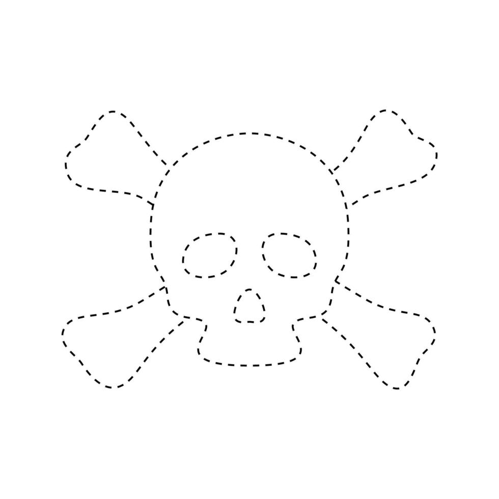 Skull and Crossbones tracing worksheet for kids vector