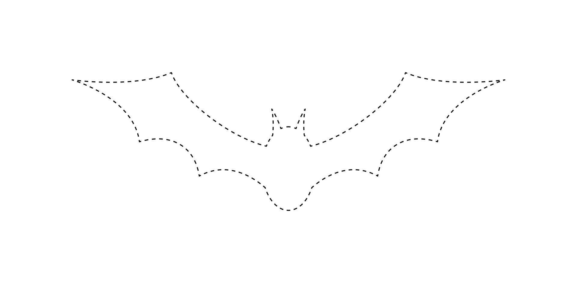 Bat tracing worksheet for kids vector