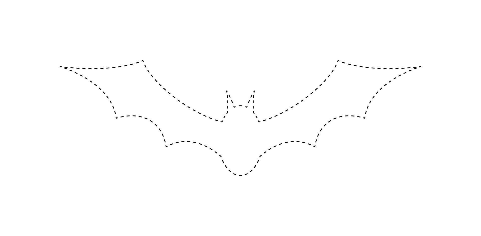 Bat tracing worksheet for kids vector