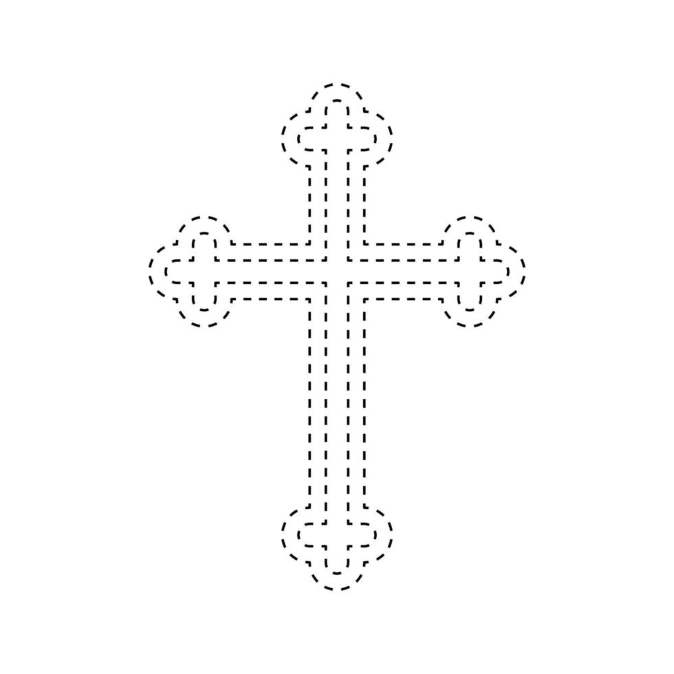 Christian Cross tracing worksheet for kids vector