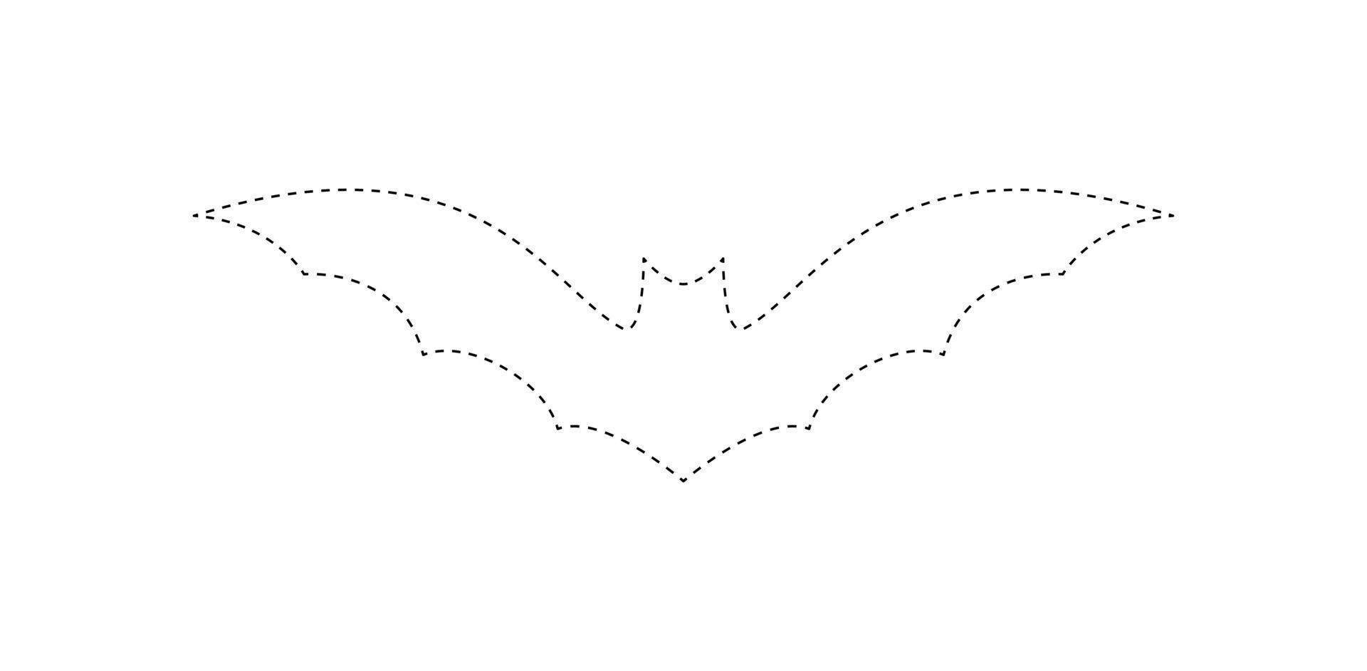 Bat tracing worksheet for kids vector
