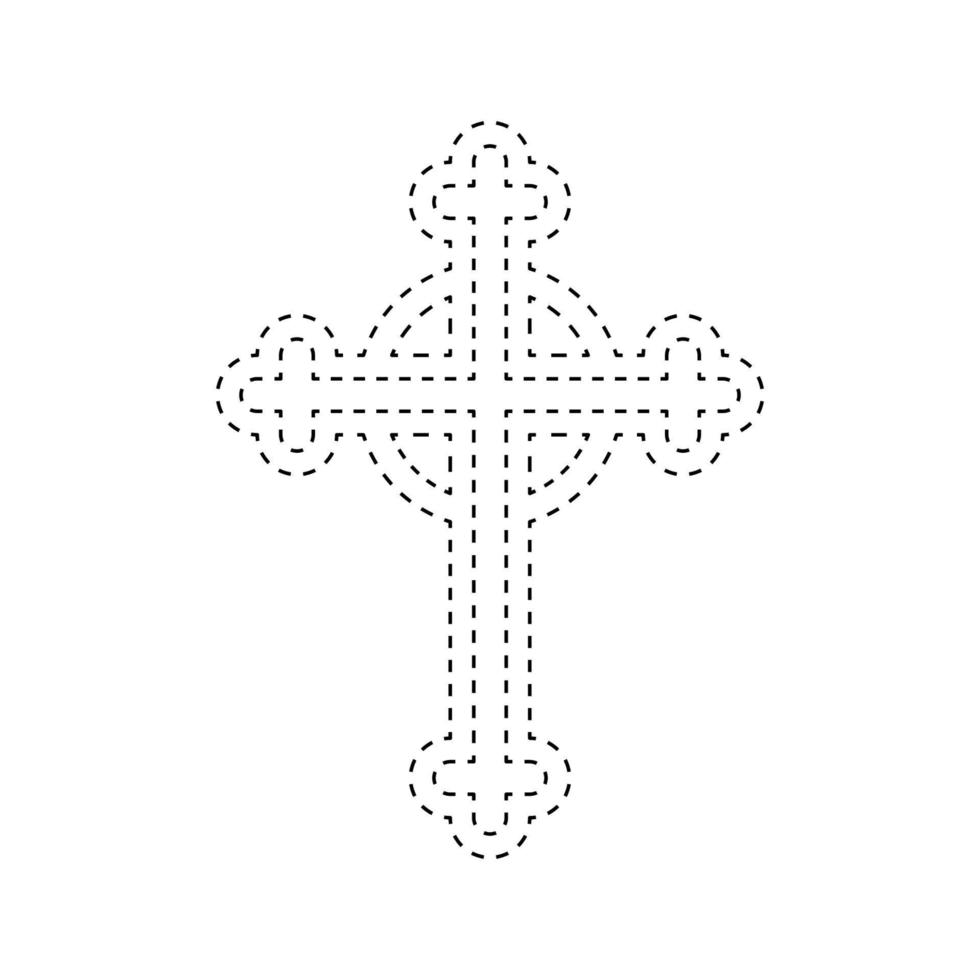 hoja de trabajo de rastreo de cruz cristiana para niños vector