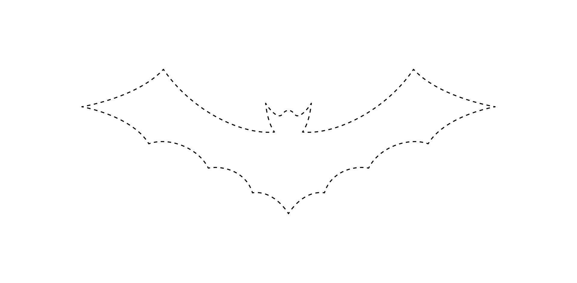 Bat tracing worksheet for kids vector