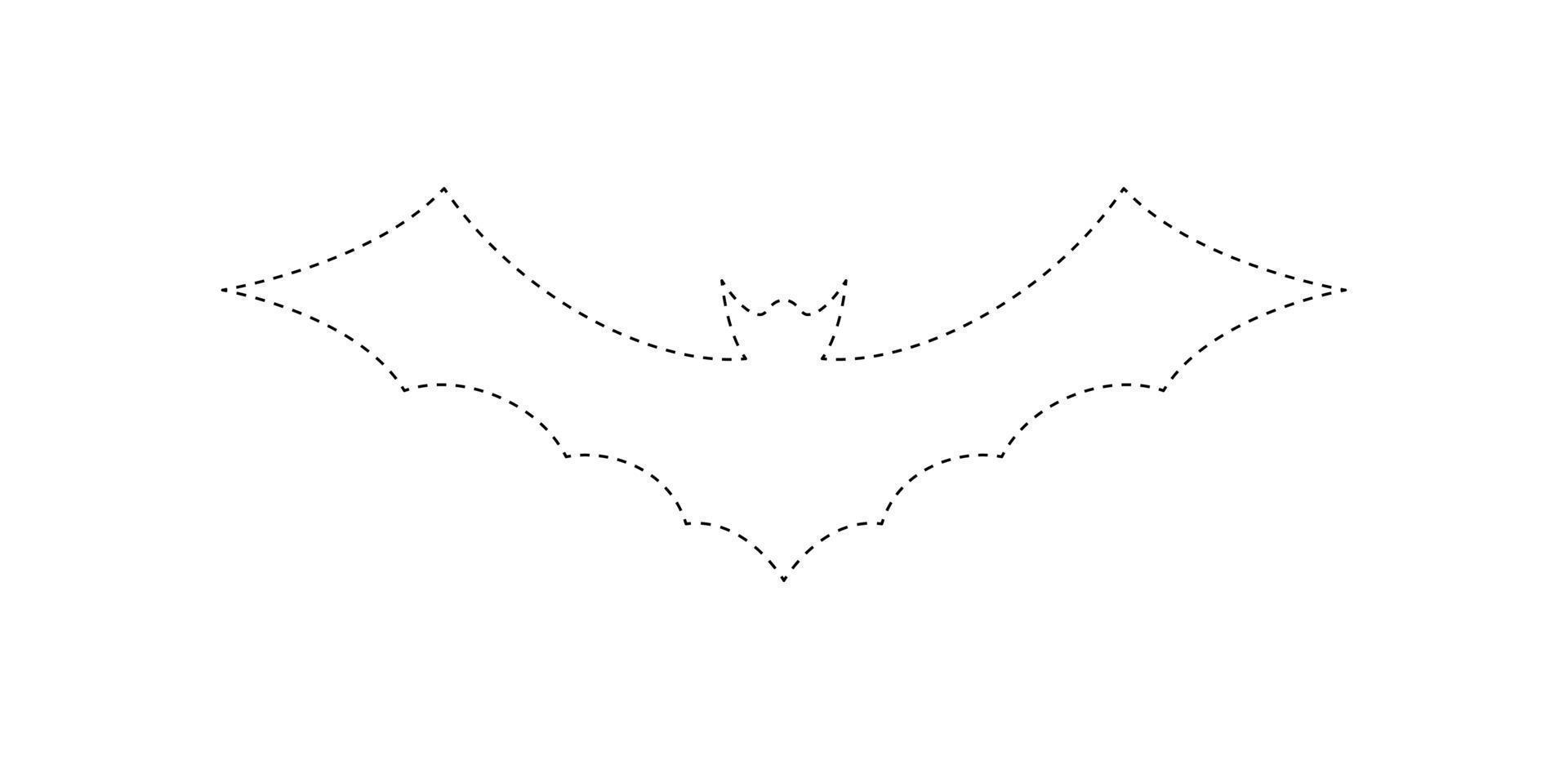 Bat tracing worksheet for kids vector