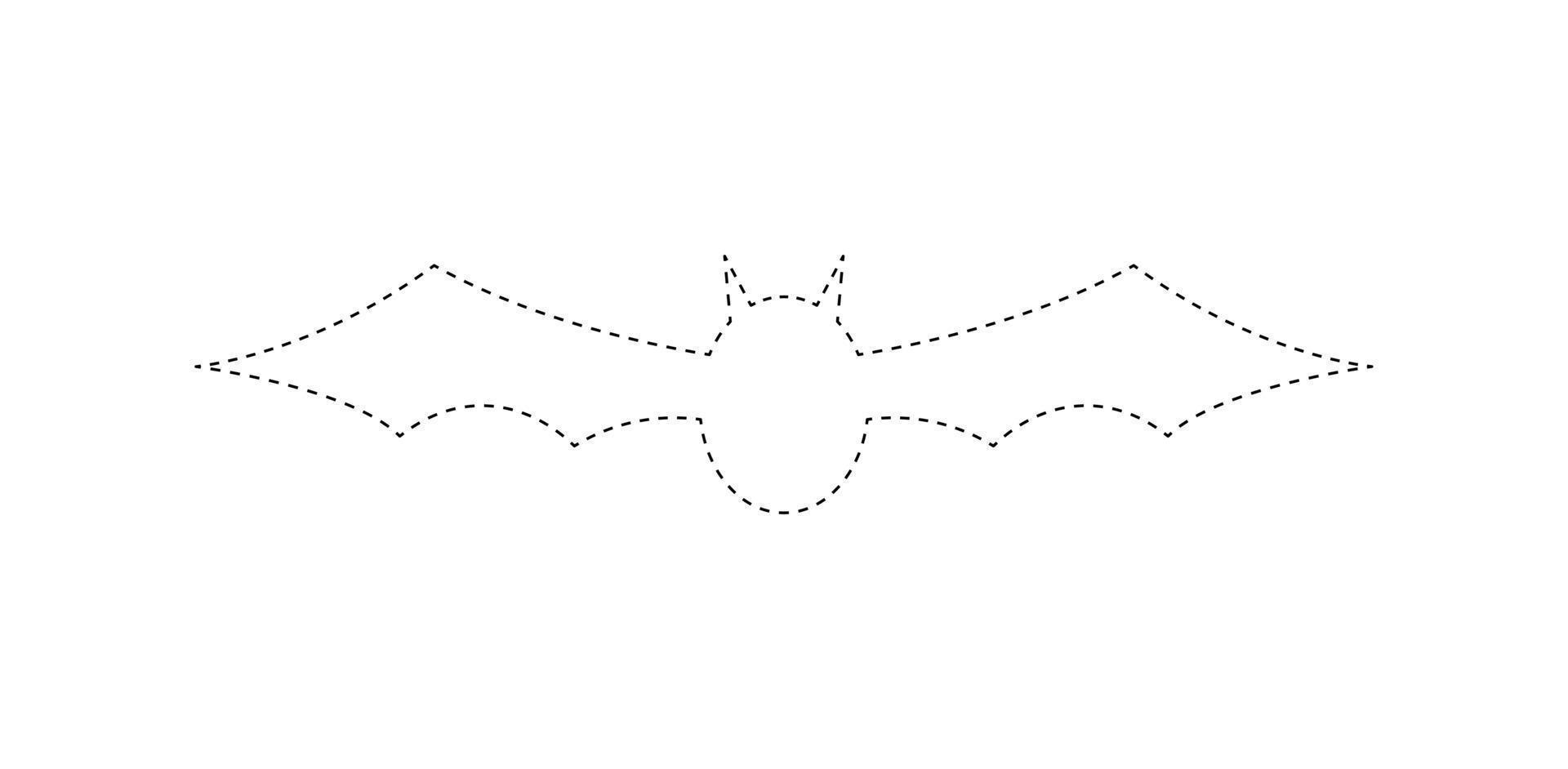 Bat tracing worksheet for kids vector