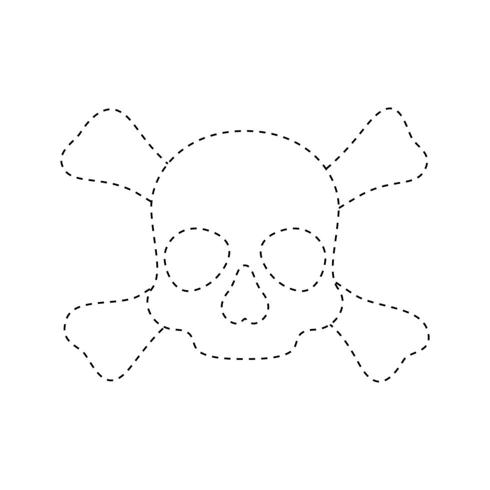 Skull and Crossbones tracing worksheet for kids vector