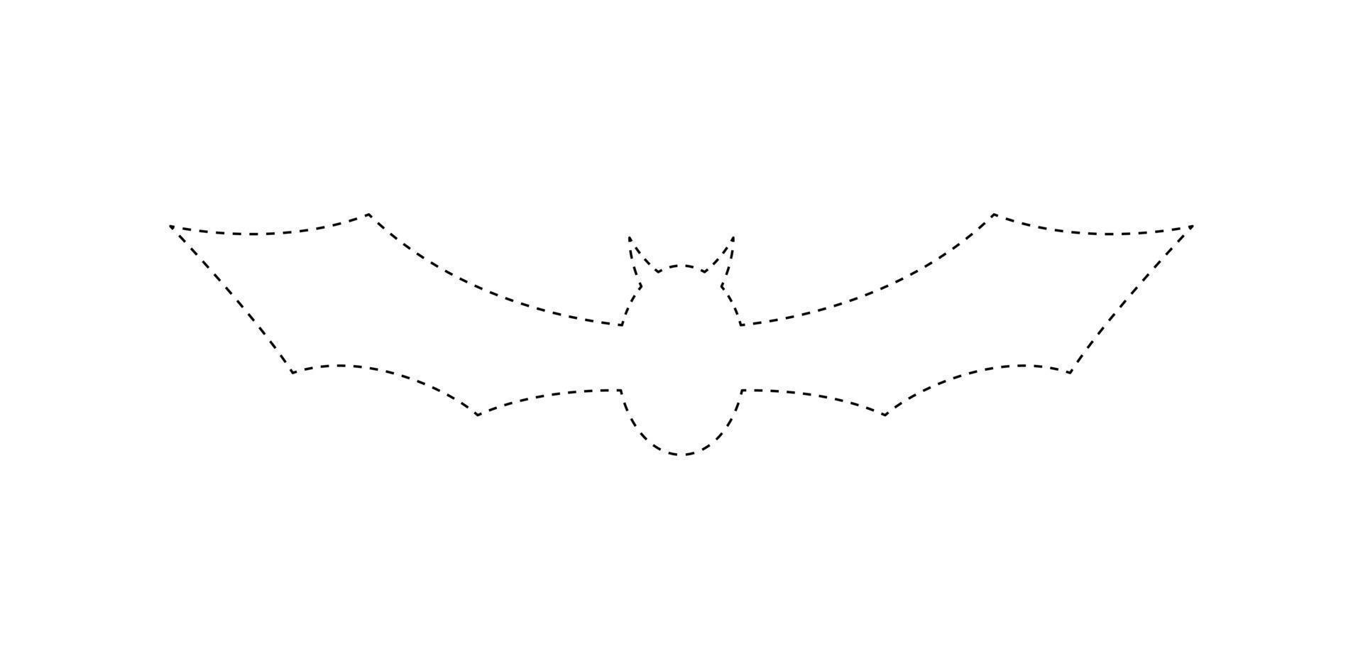 Bat tracing worksheet for kids vector
