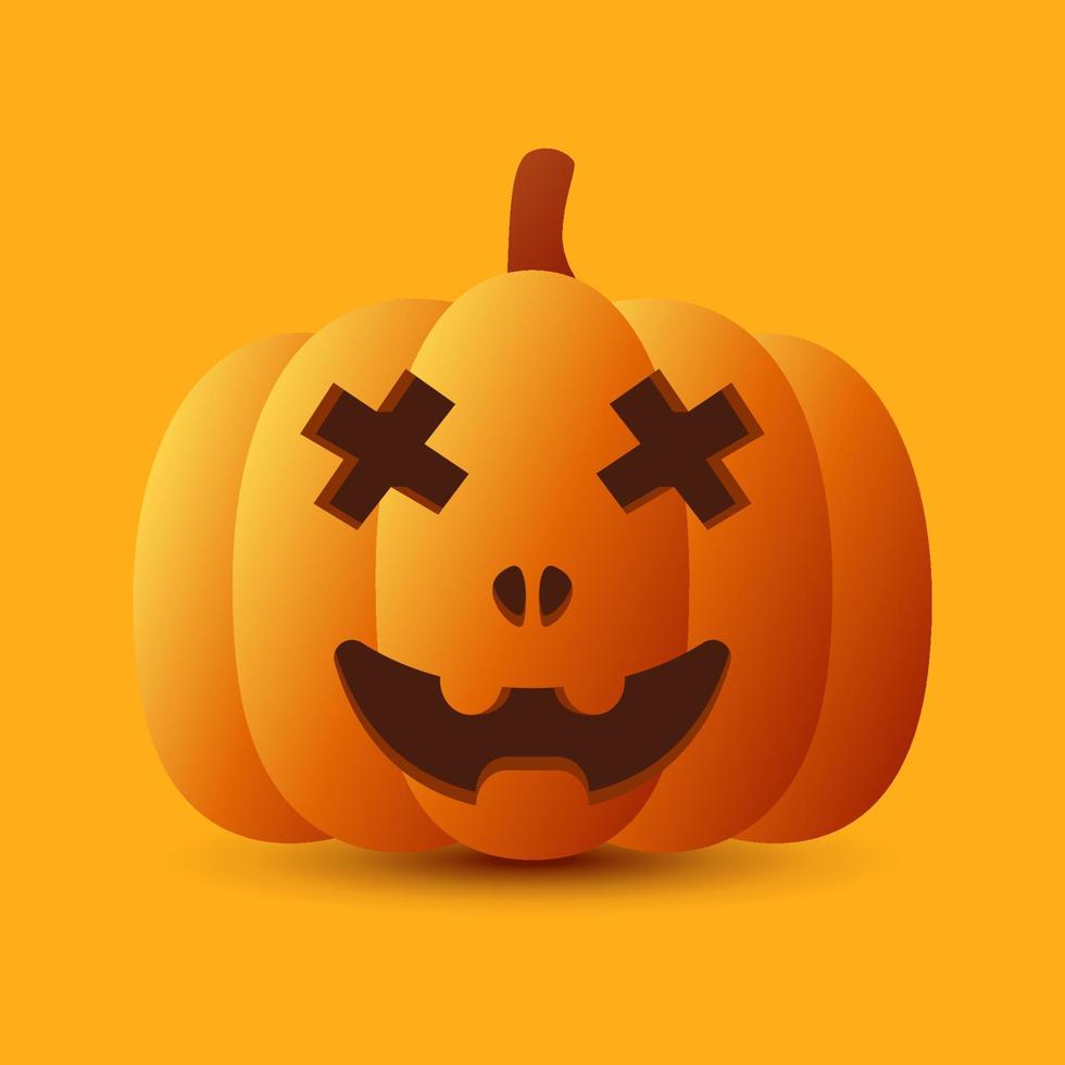 Halloween Pumpkin isolated on orange background vector
