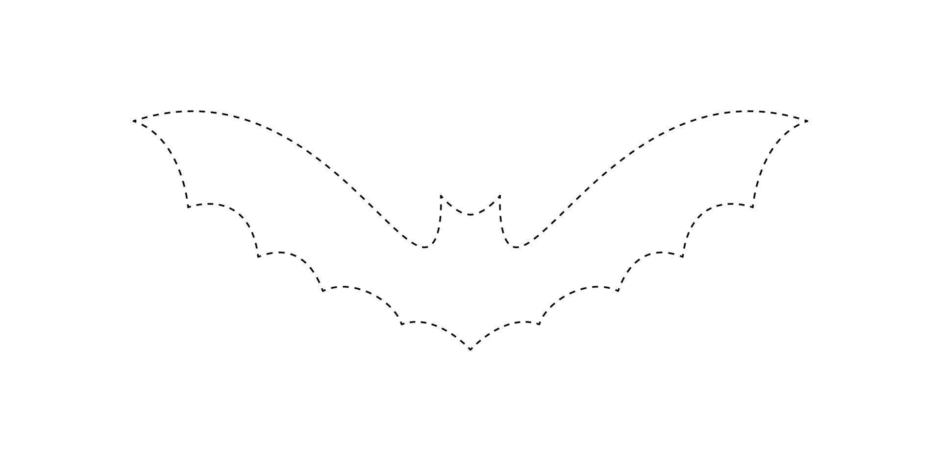 Bat tracing worksheet for kids vector