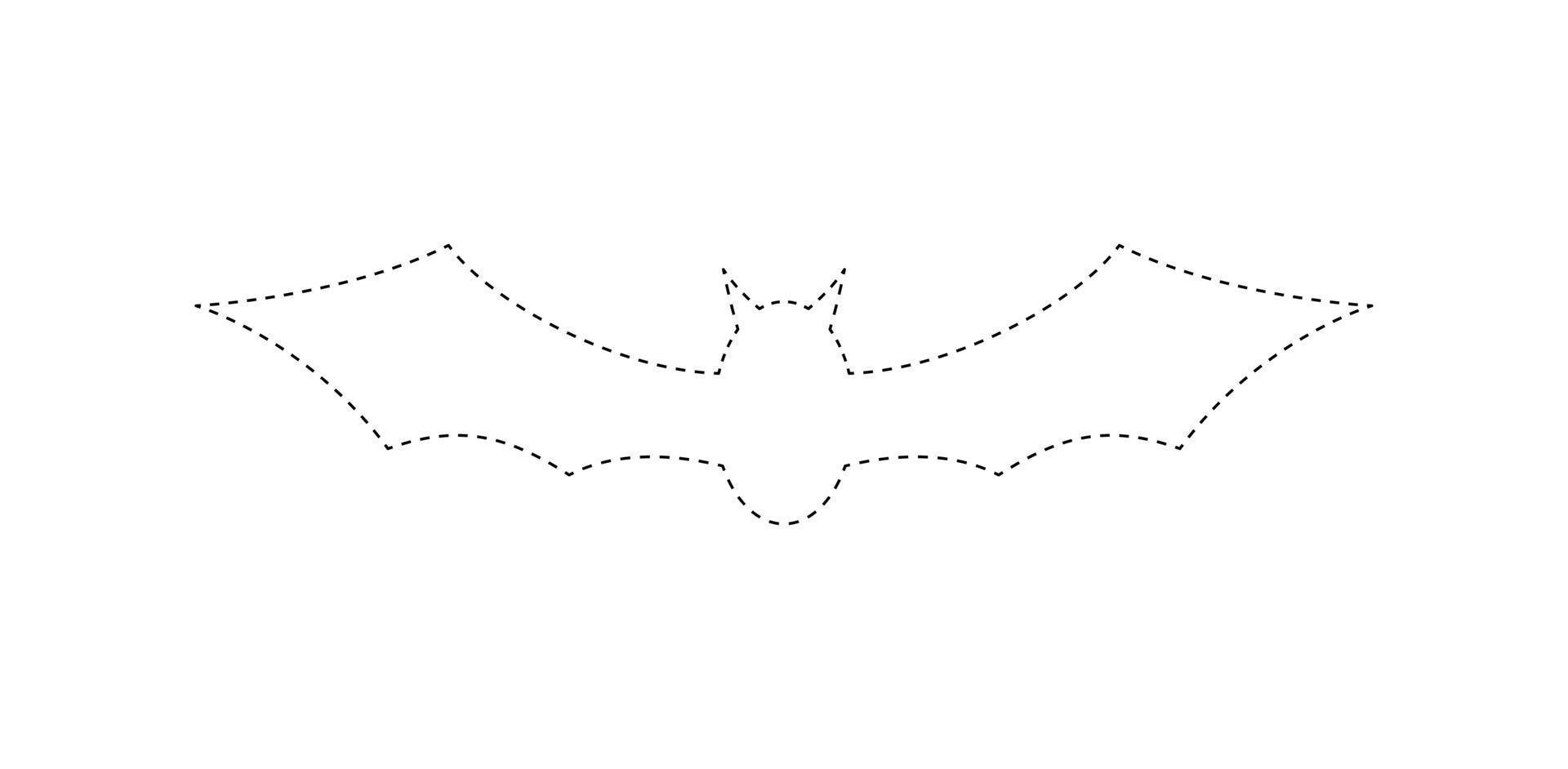Bat tracing worksheet for kids vector