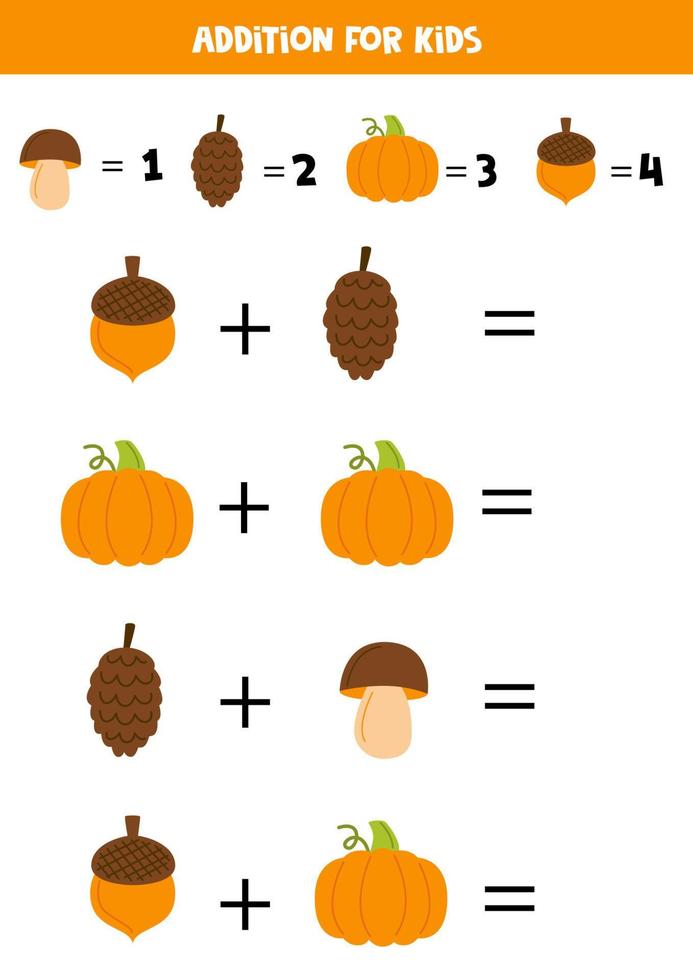 complemento para niños con diferentes elementos lindos de otoño. vector