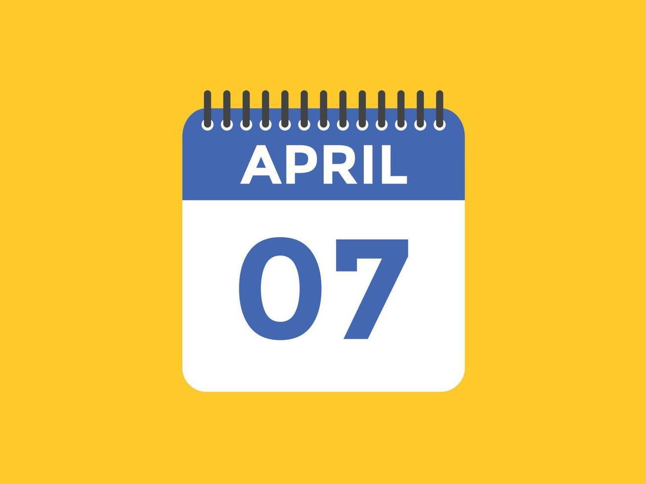 april 7 calendar reminder. 7th april daily calendar icon template. Calendar 7th april icon Design template. Vector illustration 11084178 Vector Art at Vecteezy