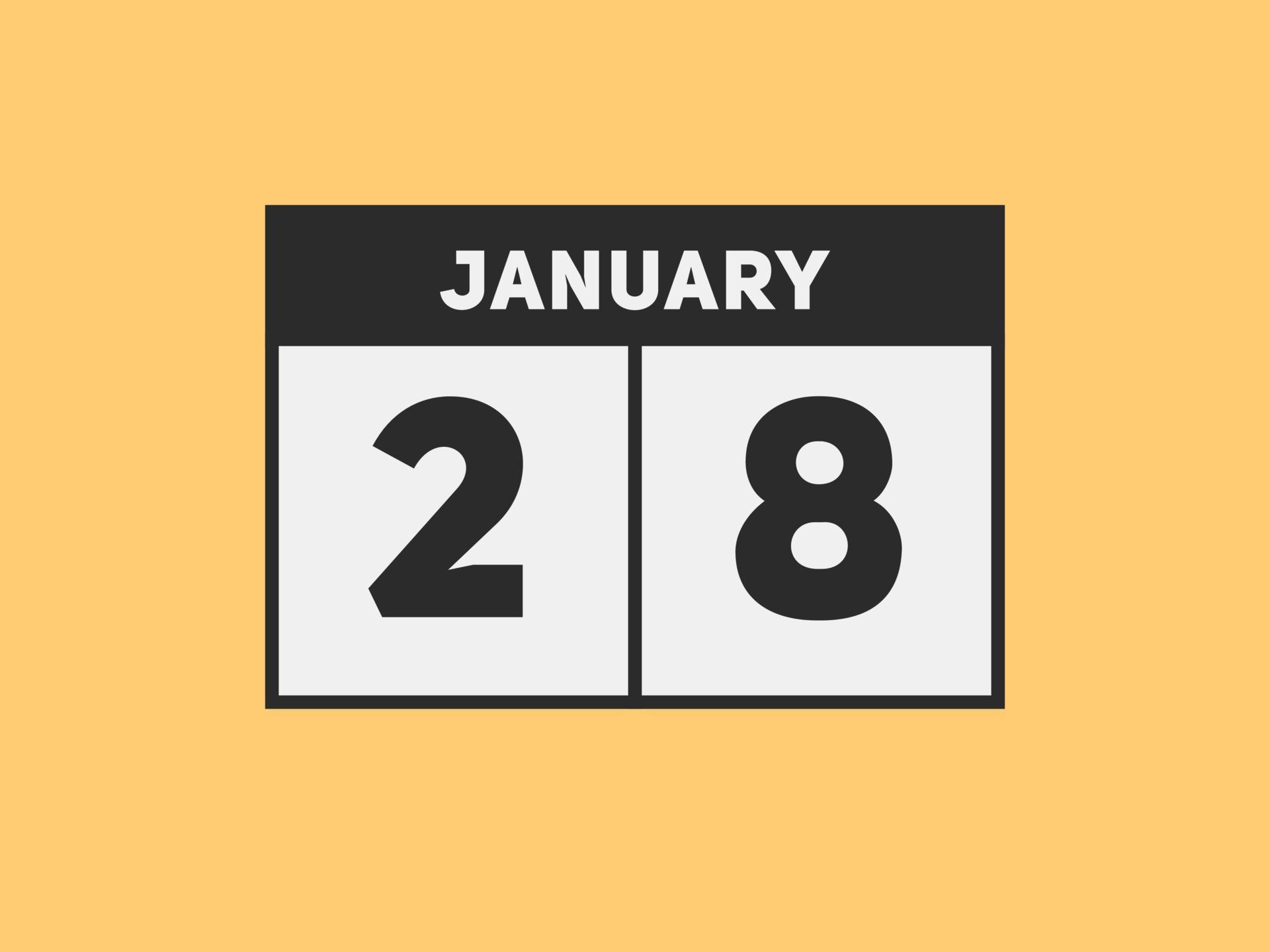 january 28 calendar reminder. 28th january daily calendar icon template