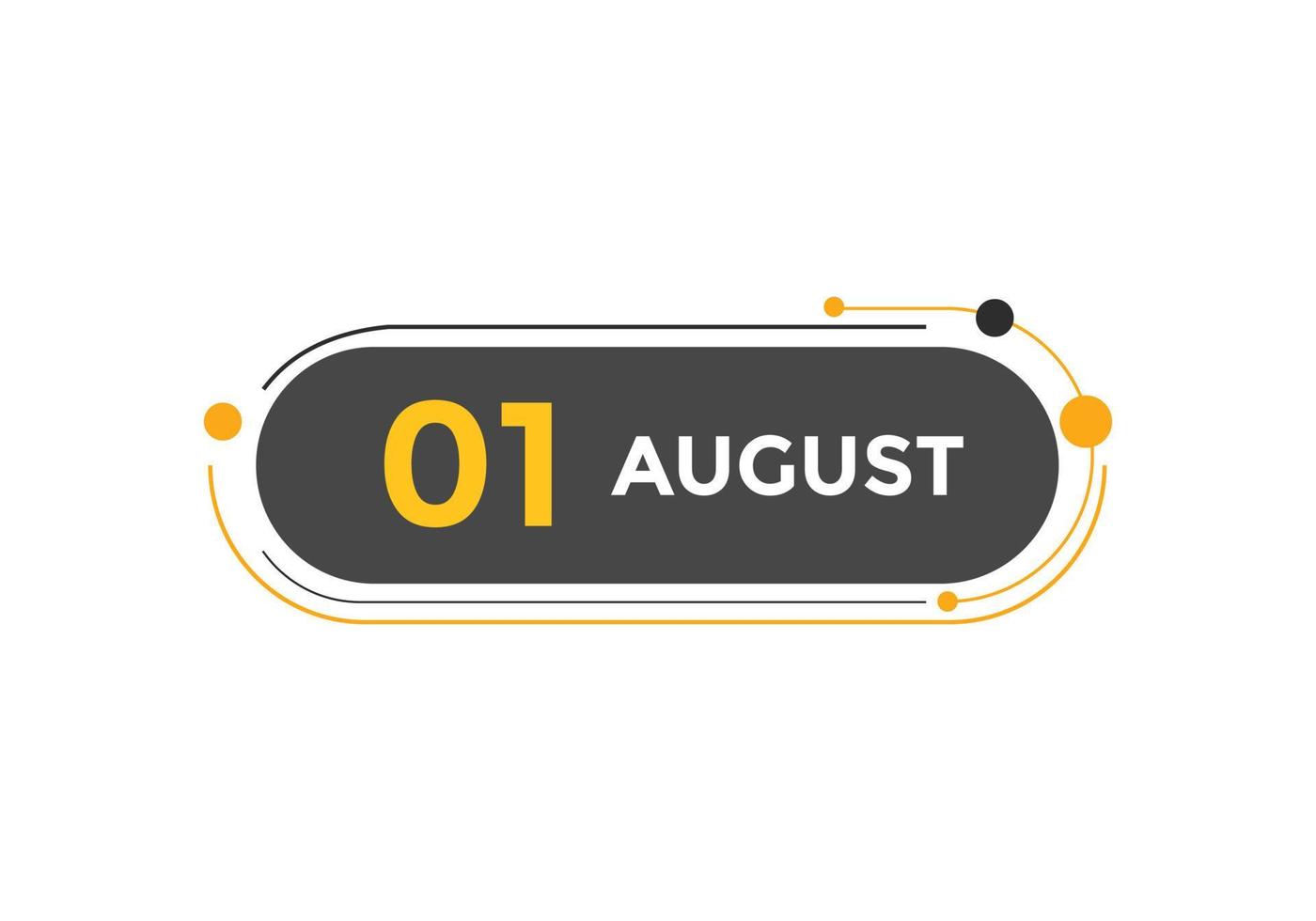 august 1 calendar reminder. 1st august daily calendar icon template. Calendar 1st august icon Design template. Vector illustration