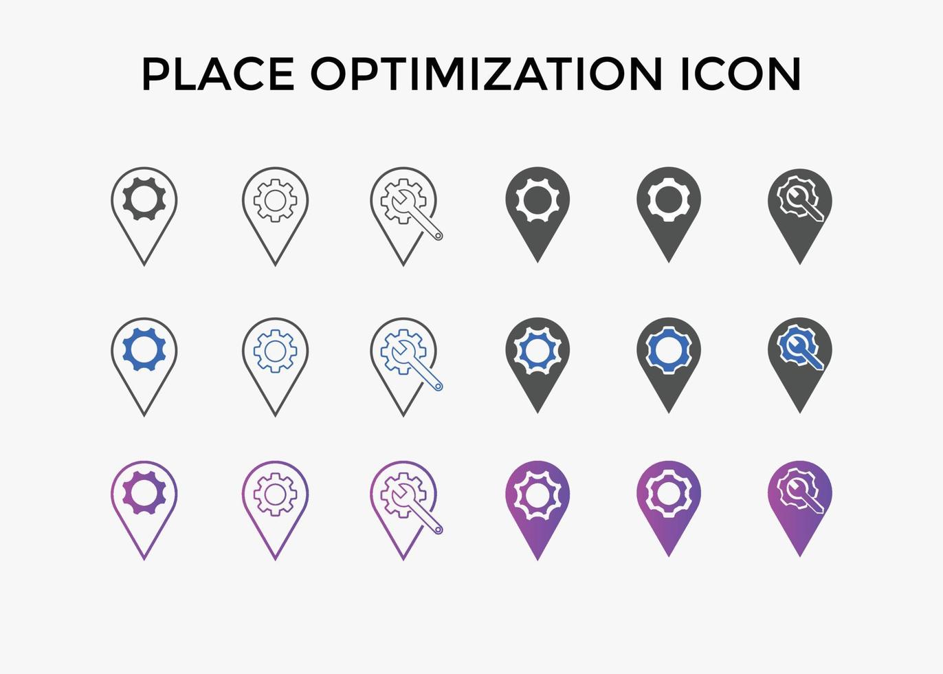 Set of place optimization icon vector