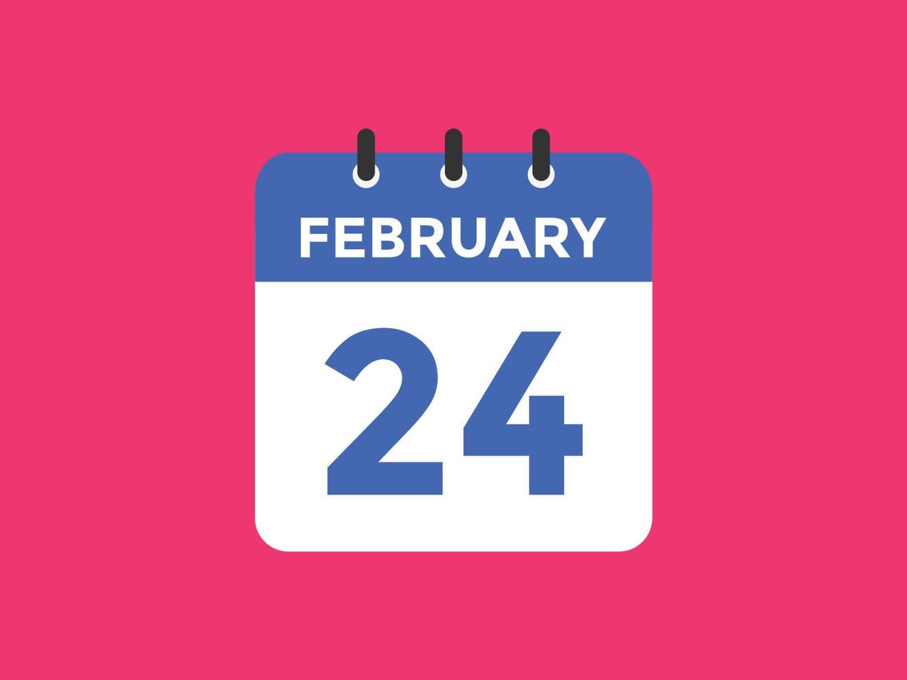 Recordatorio del calendario del 24 de febrero. Plantilla de icono de calendario diario del 24 de febrero. plantilla de diseño de icono de calendario 24 de febrero. ilustración vectorial vector