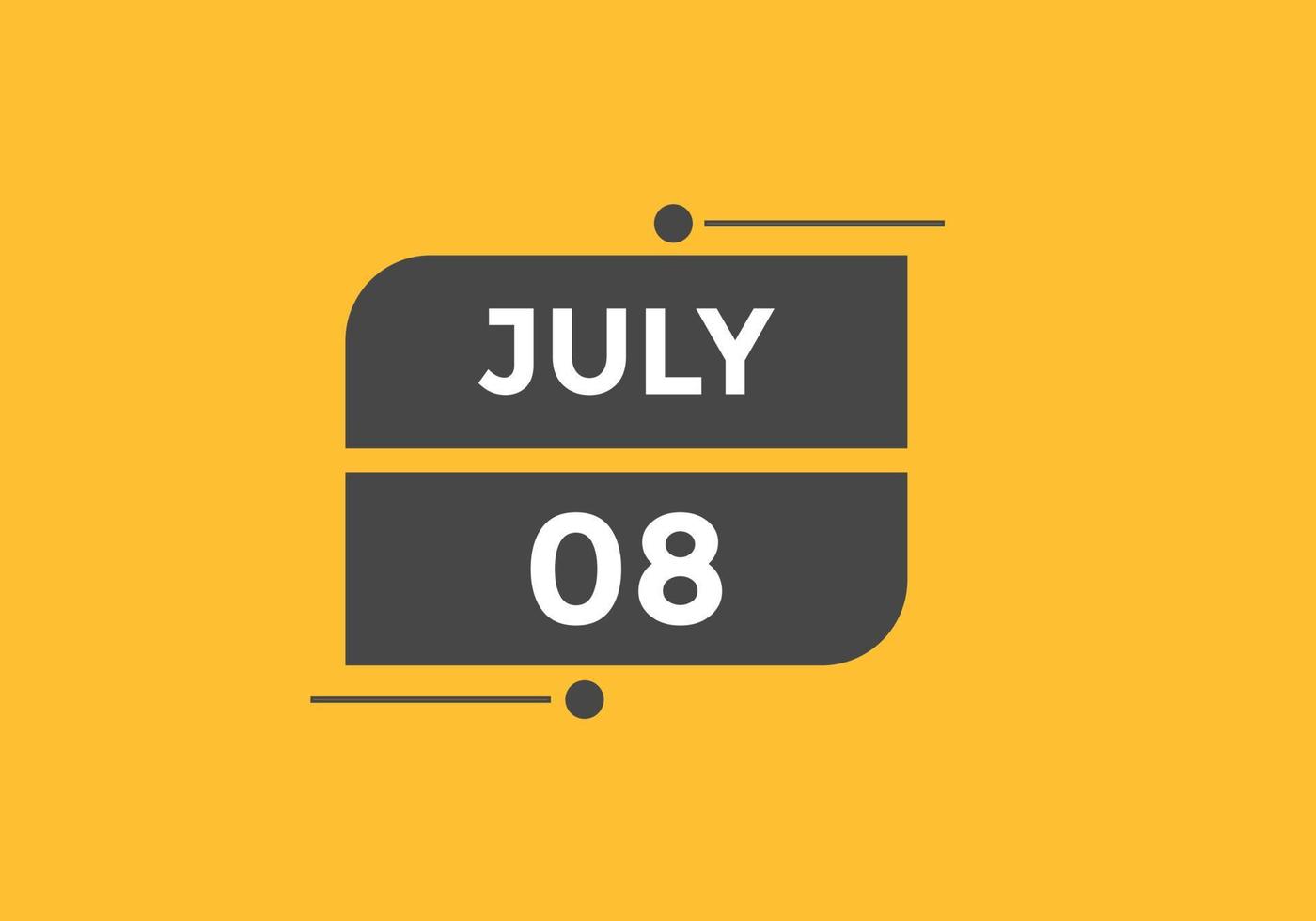 july 8 calendar reminder. 8th july daily calendar icon template. Calendar 8th july icon Design template. Vector illustration