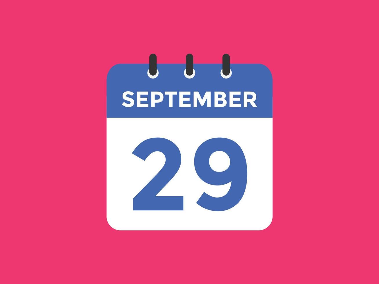 Recordatorio del calendario del 29 de septiembre Plantilla de icono de Recordatorio del calendario del 29 de septiembre Plantilla de icono de
