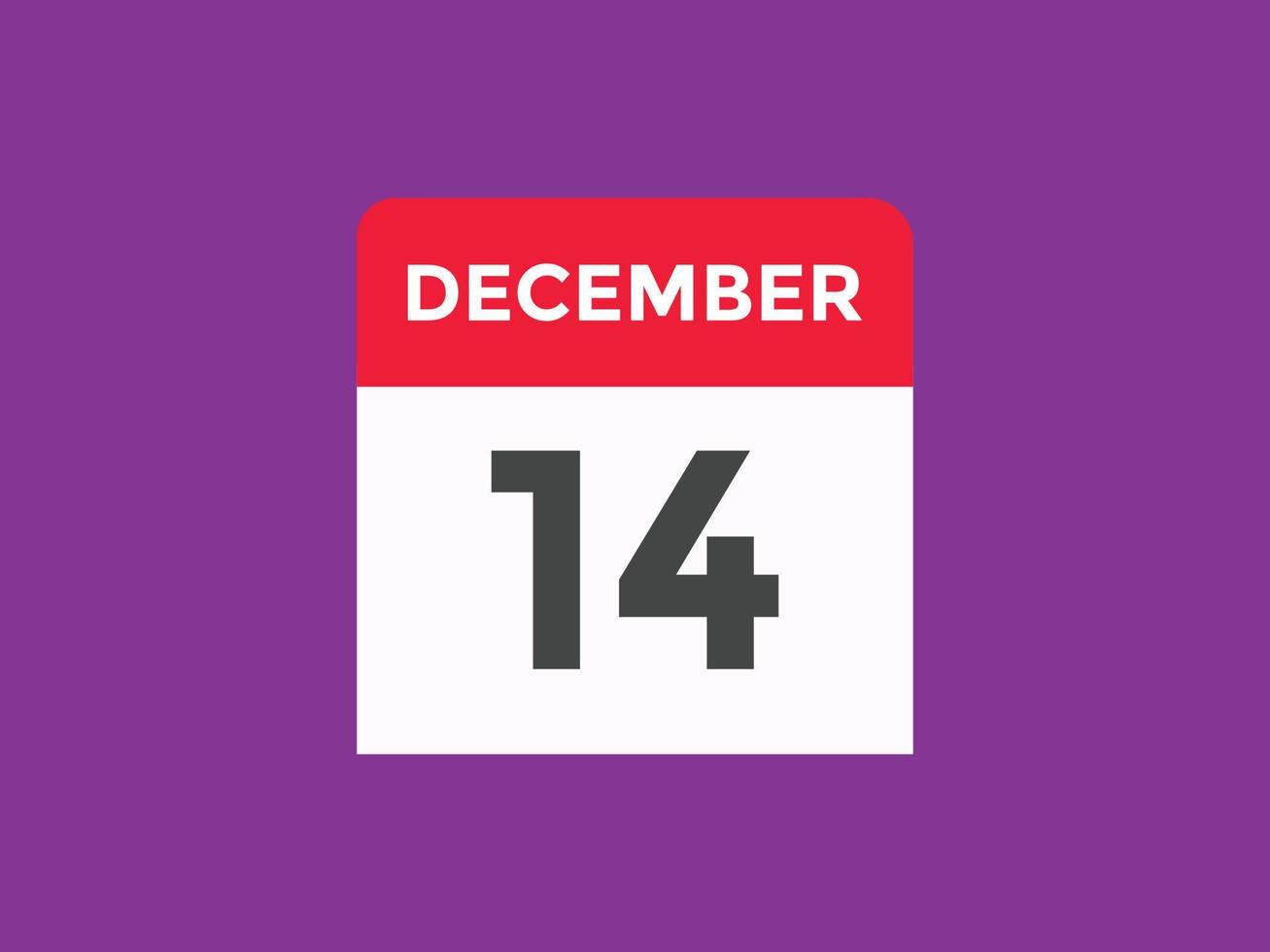 december 14 calendar reminder. 14th december daily calendar icon