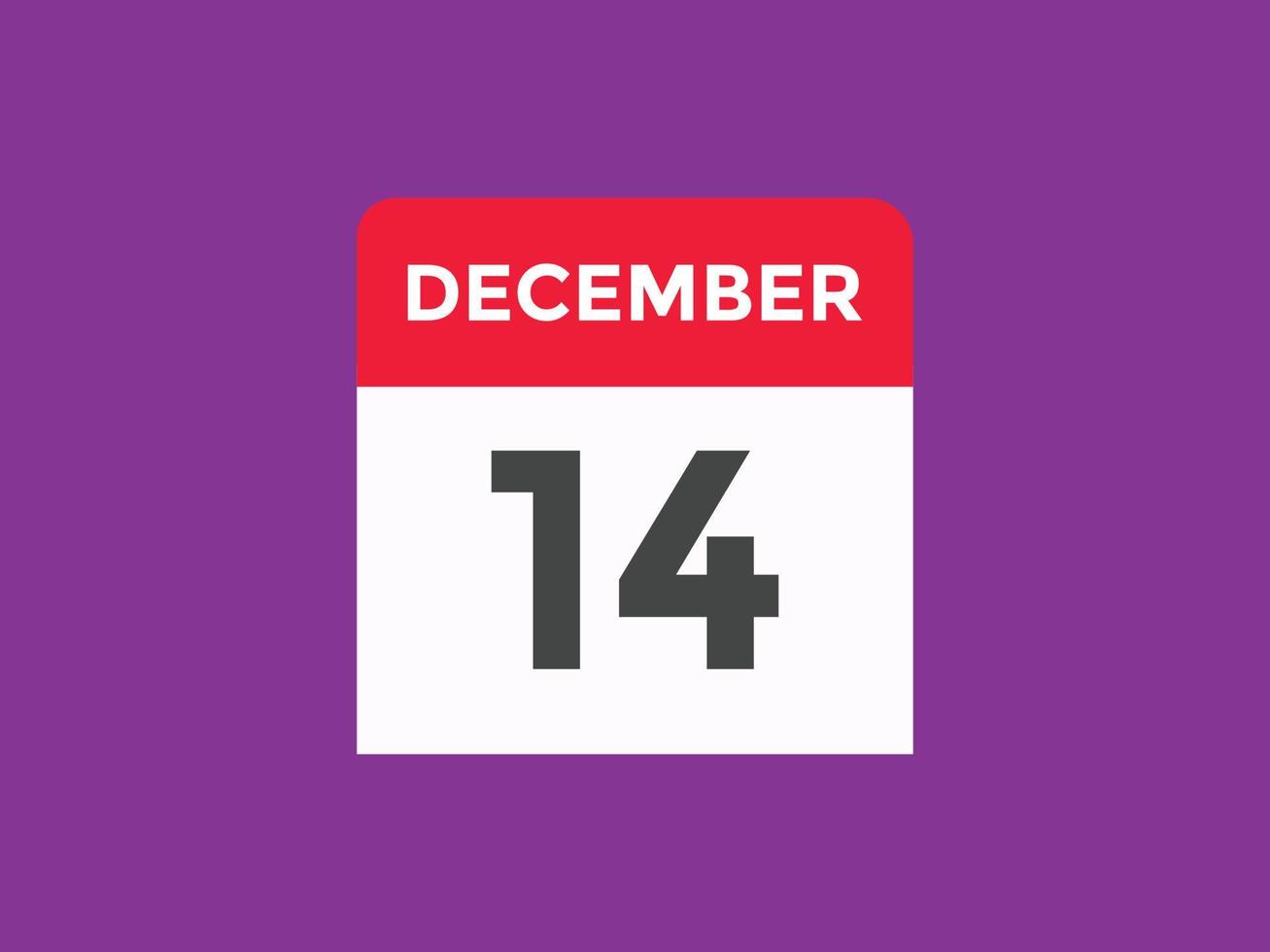 december 14 calendar reminder. 14th december daily calendar icon template. Calendar 14th december icon Design template. Vector illustration