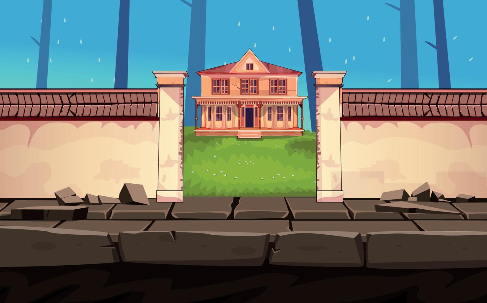 vector de dibujos animados de fondo del juego, puerta del bosque, videojuegos, interfaz de usuario