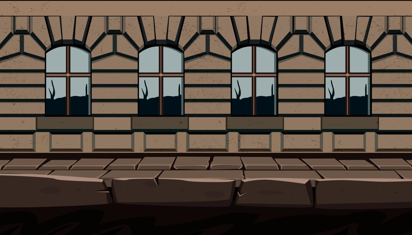 game background cartoon vector , Road next to an old building