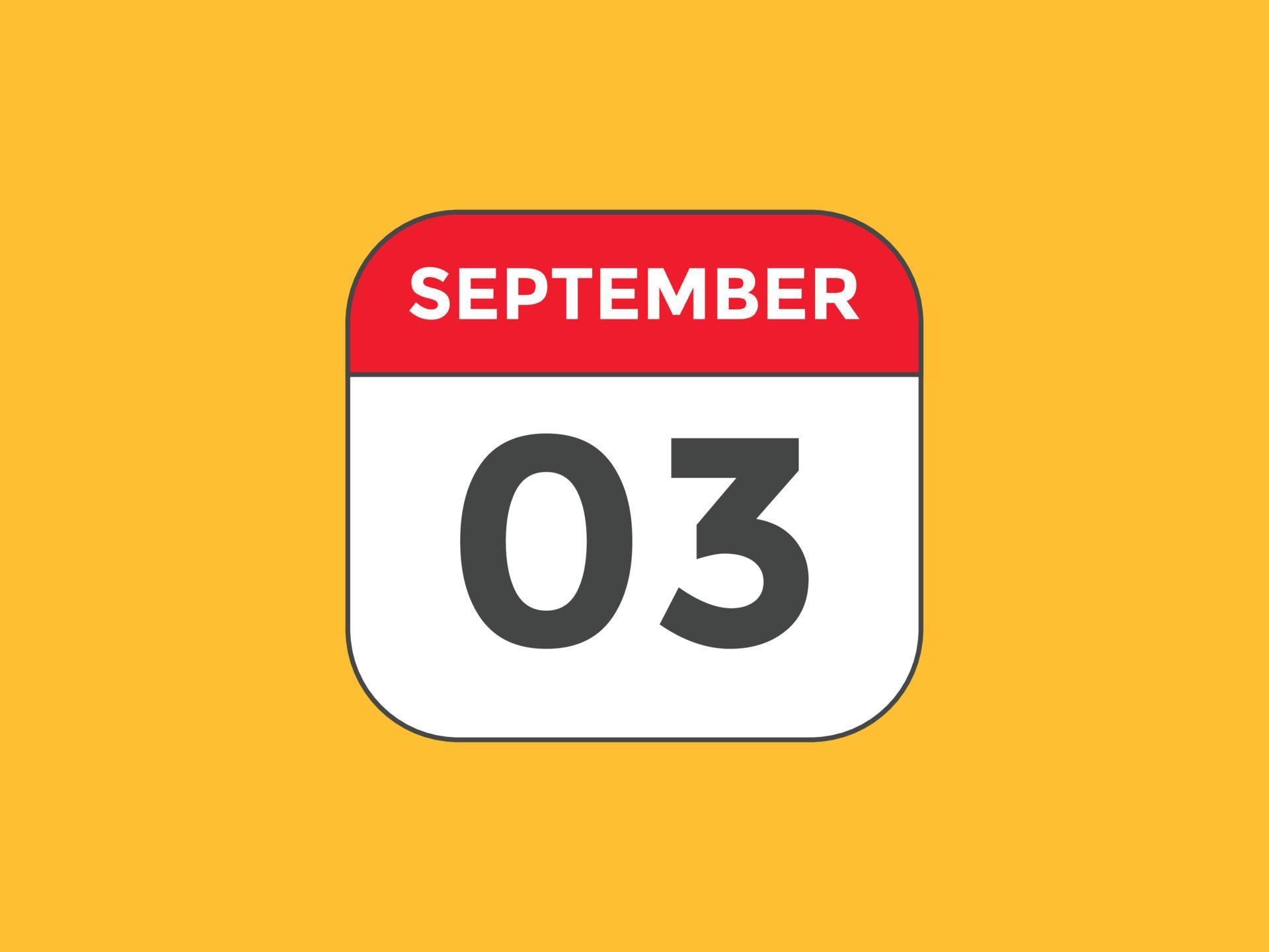 september 3 calendar reminder. 3rd september daily calendar icon
