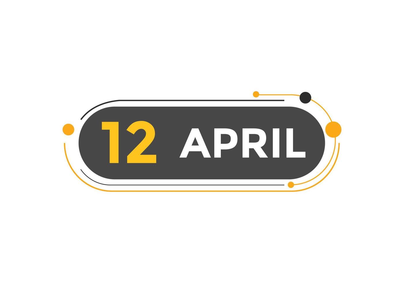 april 12 calendar reminder. 12th april daily calendar icon template. Calendar 12th april icon Design template. Vector illustration