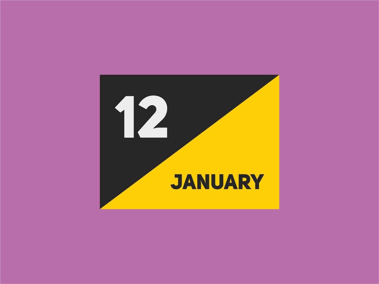 Recordatorio del calendario del 12 de enero. Plantilla de icono de calendario diario del 12 de enero. plantilla de diseño de icono de calendario 12 de enero. ilustración vectorial vector
