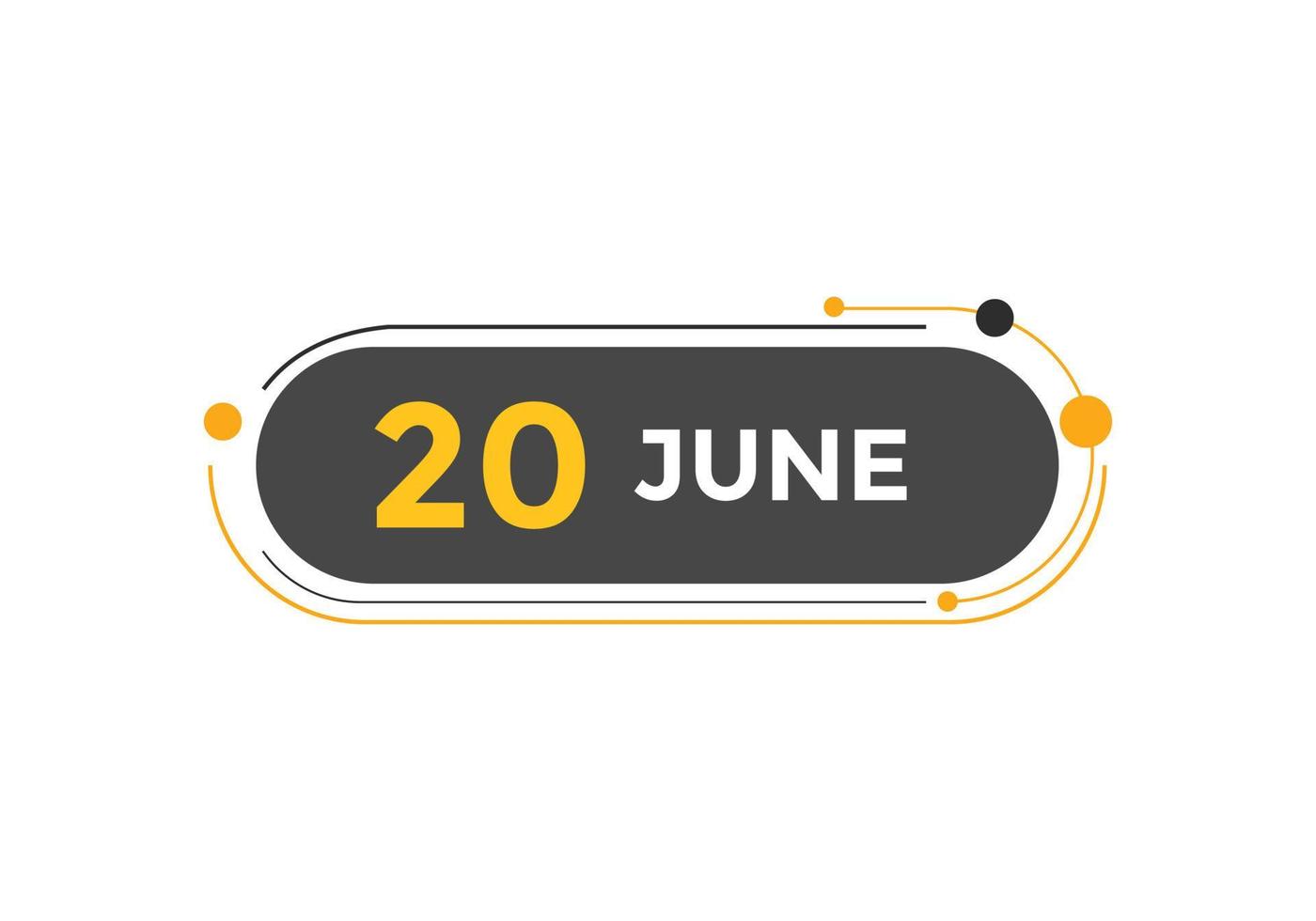 june 20 calendar reminder. 20th june daily calendar icon template. Calendar 20th june icon Design template. Vector illustration