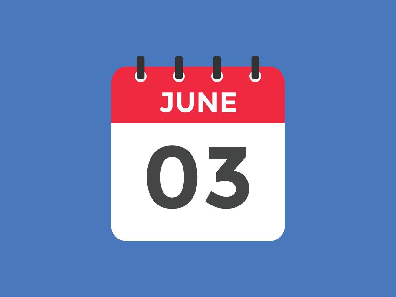 june 3 calendar reminder. 3rd june daily calendar icon template. Calendar 3rd june icon Design template. Vector illustration