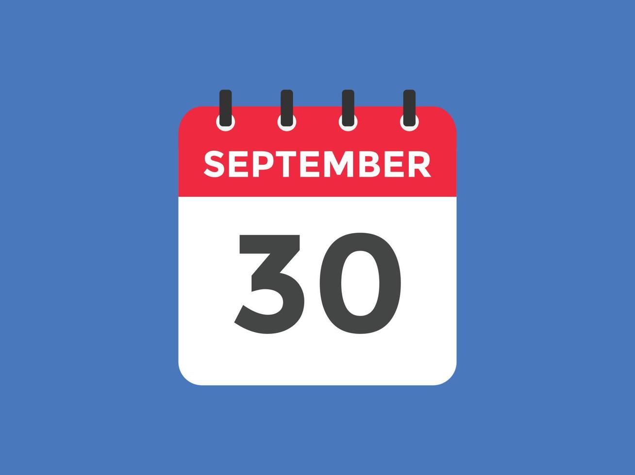 september 30 calendar reminder. 30th september daily calendar icon