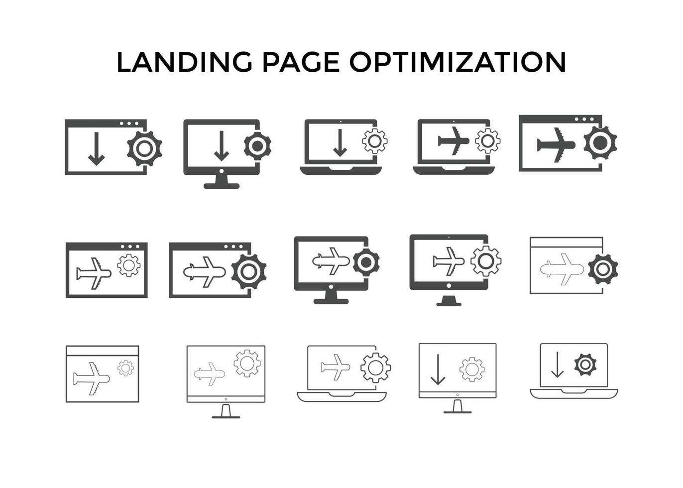 landing page optimization icons. Used for SEO or websites. vector