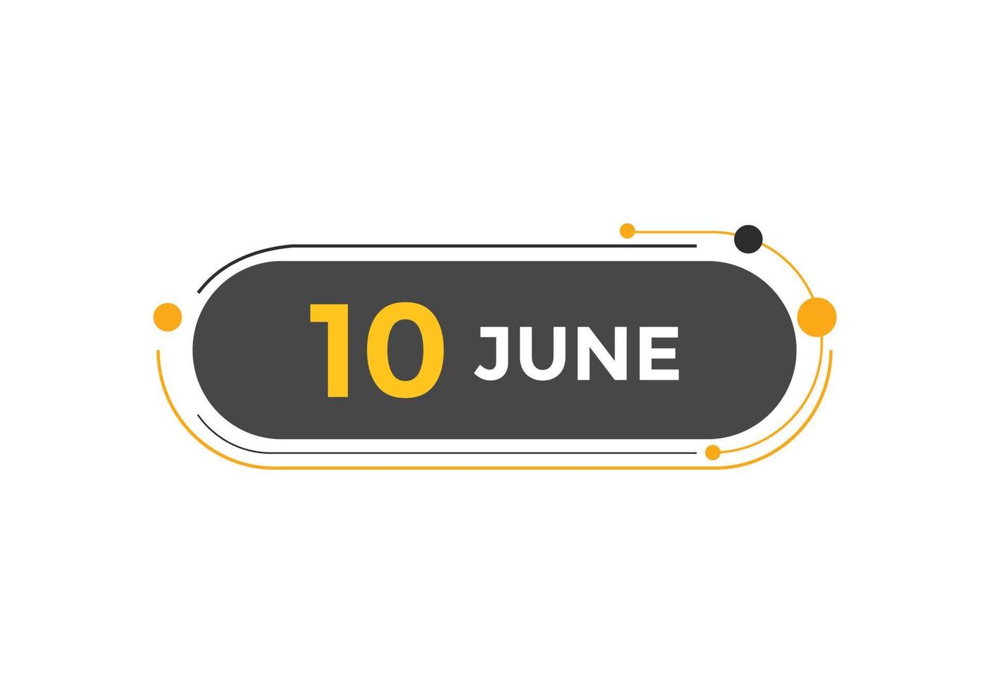 Recordatorio del calendario del 10 de junio. Plantilla de icono de calendario diario del 10 de junio. plantilla de diseño de icono de calendario 10 de junio. ilustración vectorial vector